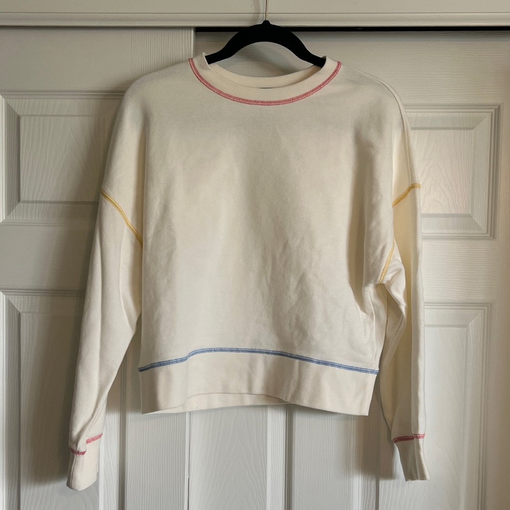 Rails cream sweatshirt with color stitching